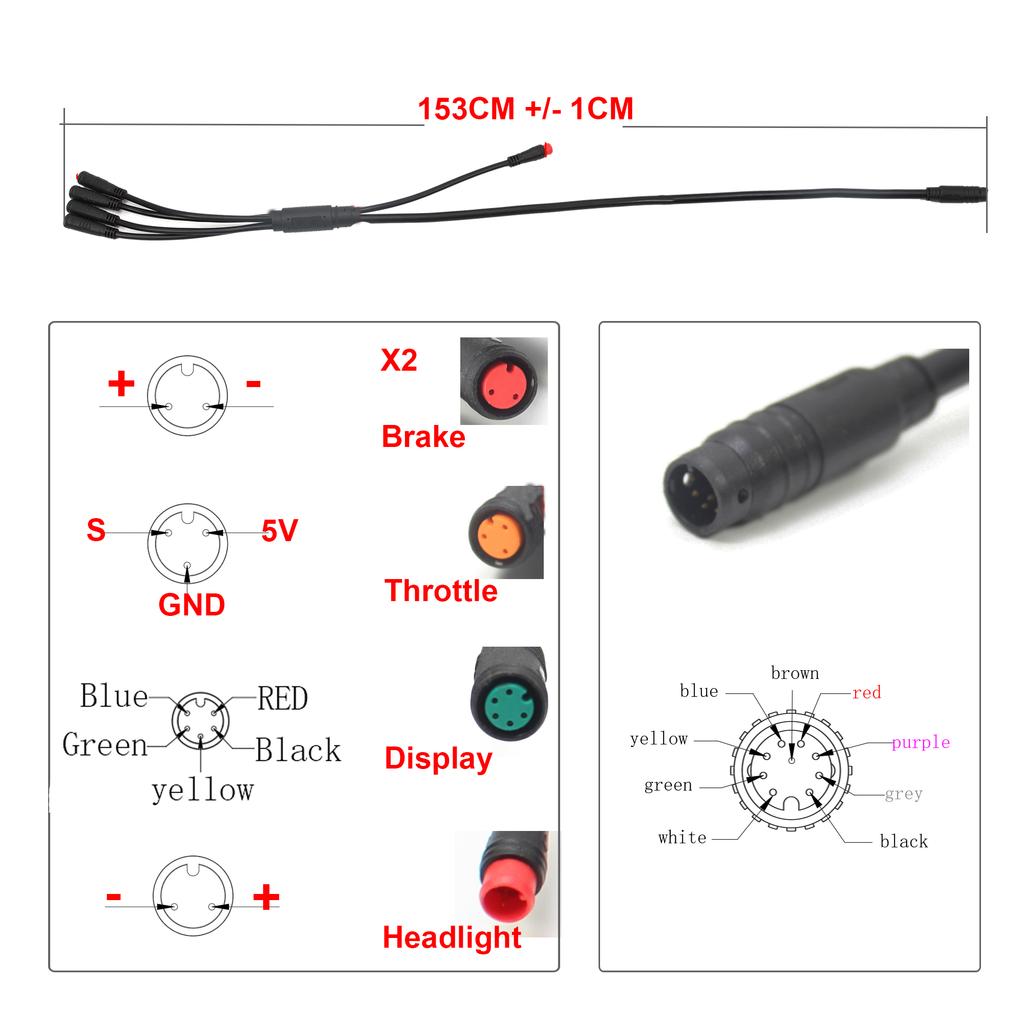 LinHi E-Bike Cable Main 1T5 913AG Waterproof 2 Pin Female Main Line Compatible For Some For KT Controllers E-bike Accessory