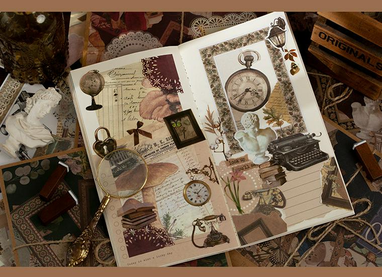 Yuxian Retro Collection: 4 Types of Journal Collage & Sealing Stickers