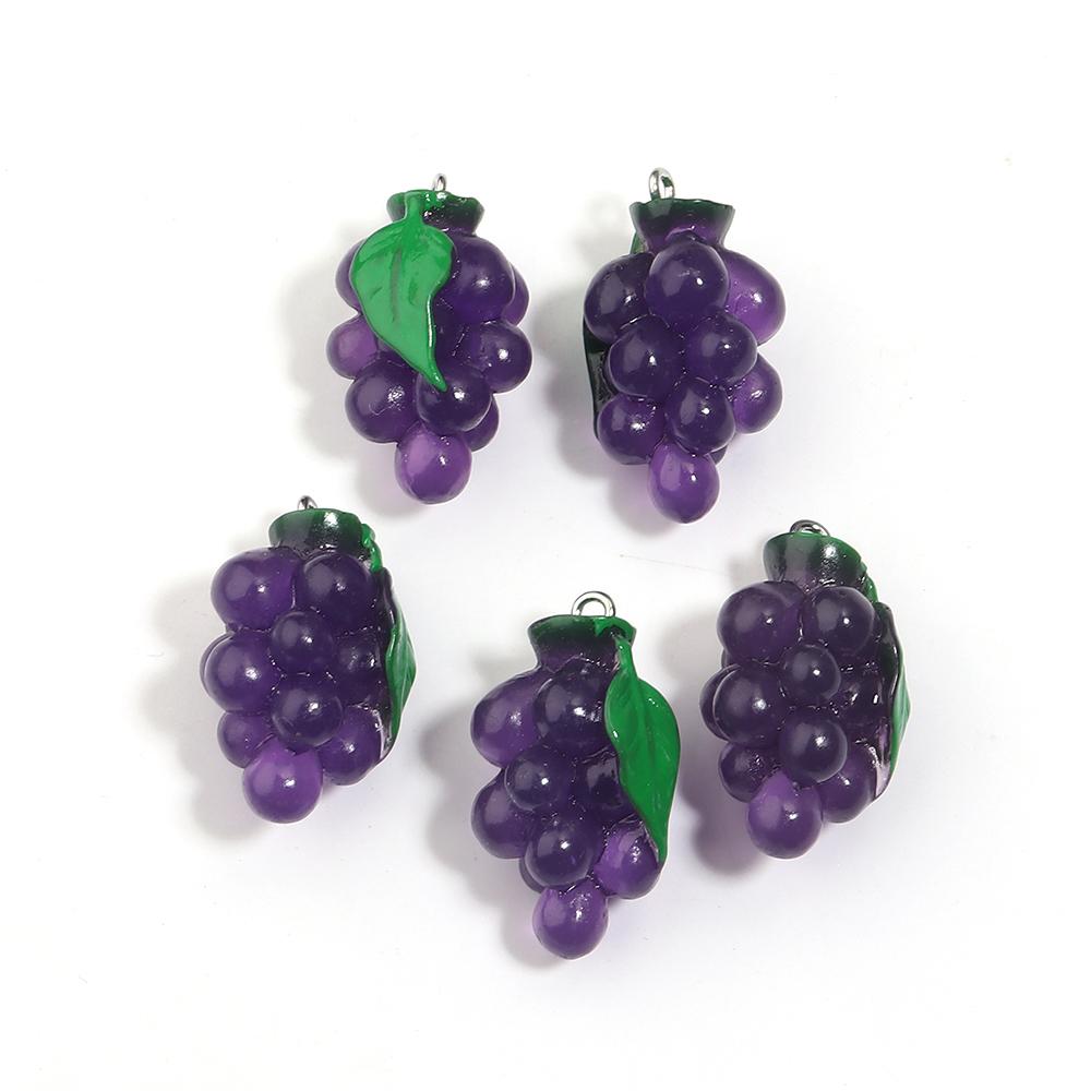 5pcs/lot Fruit Series Acrylic Pendants Colorful Apple Grape Banana Shaped Charms For DIY Earrings Necklace Jewelry Accessories