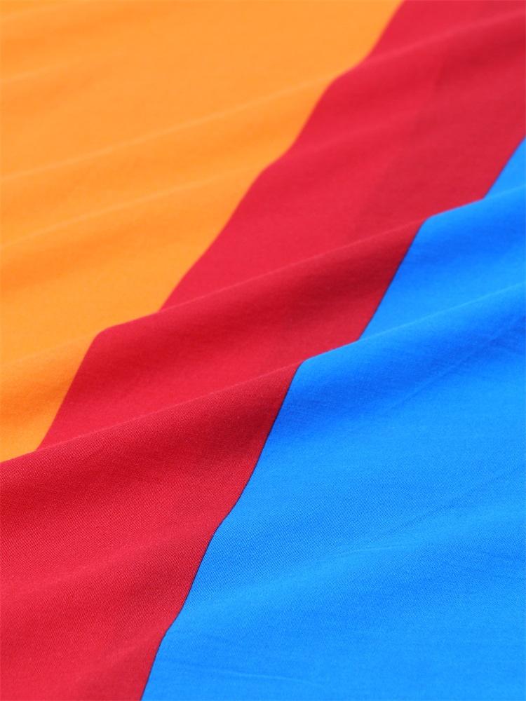 EDOLYNSA Flag Color Printed Boho Hand-knit V Neck Bat Sleeve Beach Dress 2024 Summer Women Loose Kaftan Beachwear Swimsuit Cover Up