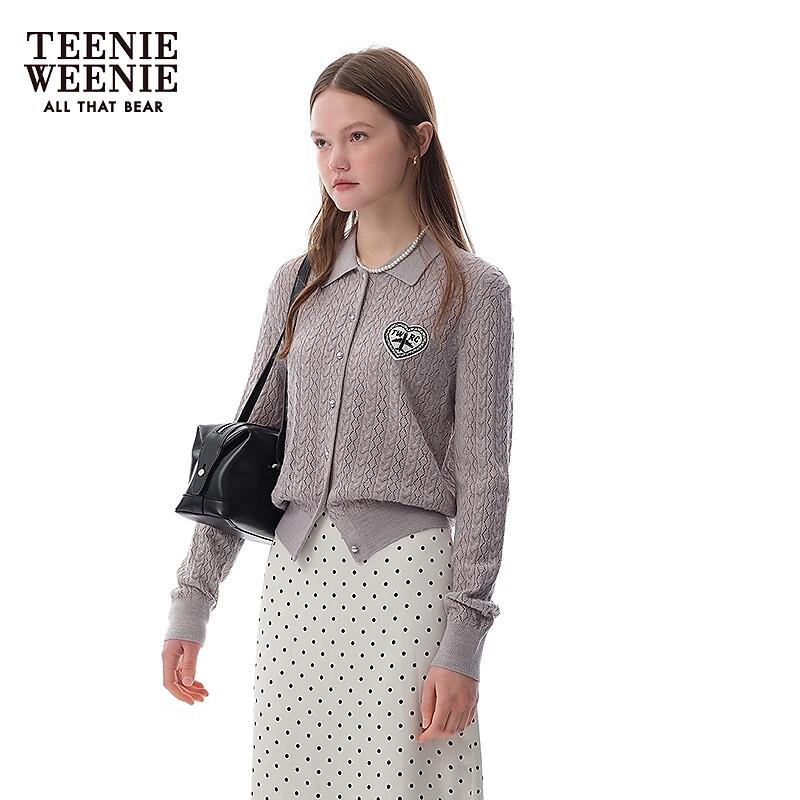 Teenie Weenie Women's Cable Knit Polo Collar Cardigan