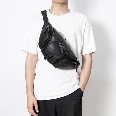 Echtes Leder Herren Brusttasche Leder Multifunktionale Hüfttasche Outdoor Rindsleder Pendlertasche