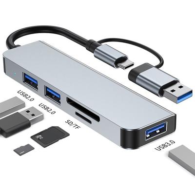 5-IN-2 USB A & USB C Hub Typ-C Dockingstation Multiport-Adapter USB 3.0 Schnelle Datenübertragung SD TF