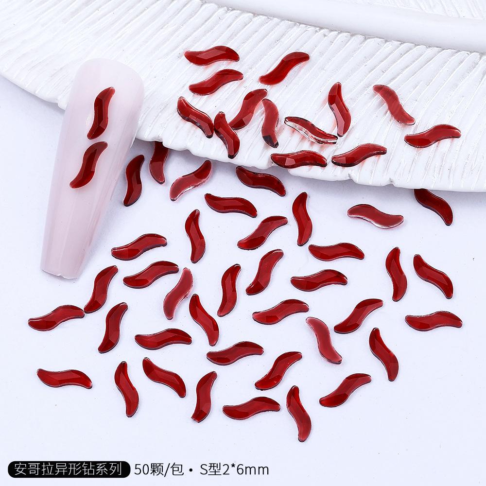 Angora Czerwony Mini Mały Płaskodenne Specjalny Kształt Diament Angora Czerwony Nowy Rok Boże Narodzenie K9 Nail Art Diamentowa Ozdoba