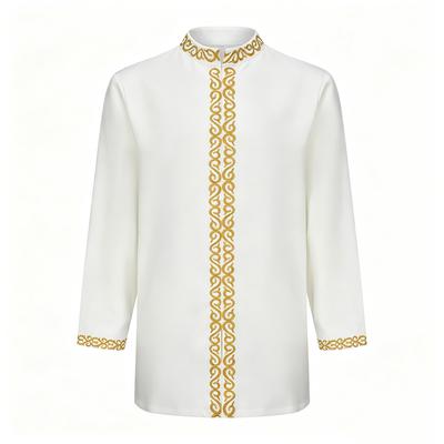 Men 2‑Piece Casual Set, Long Sleeve Mandarin Collar Embroidered African Style Shirt & Pants