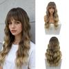 Gradient Long Curly Synthetic Wig with Bangs - European & American Style