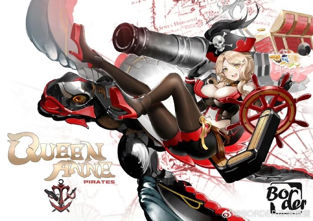 Border Model Pirate Captain Queen Anne Plastic Model BA003 Approximately 17cm Tall Non-Scale Pre-Colored (Person)