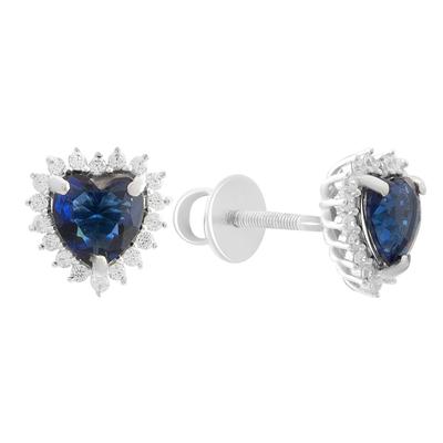 Silver Earrings with Nano Sapphire 1.698ct (2188889)