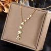 ZAKOL 316L Edelstahl Sterne Zirkon Y-förmige Halskette Lange Anhänger Choker Halsketten Damenmode Party Zirkon Collier