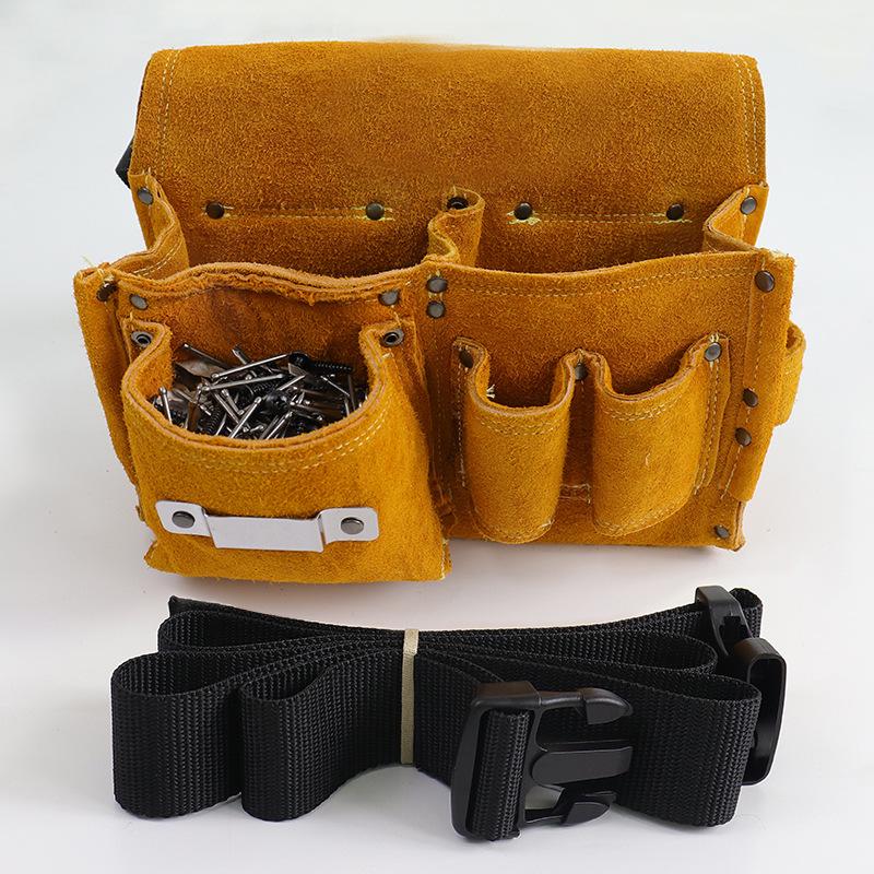 Multi-Functional Carpenter's Nail Apron Tool Belt - Wear-Resistant Nail Pouch Waist Bag for Construction Site.
