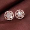 Elegant Plant Female White Zircon Earring Charm Gold Silver Rose Color Stud Earrings For Women Vintage Wedding Jewelry