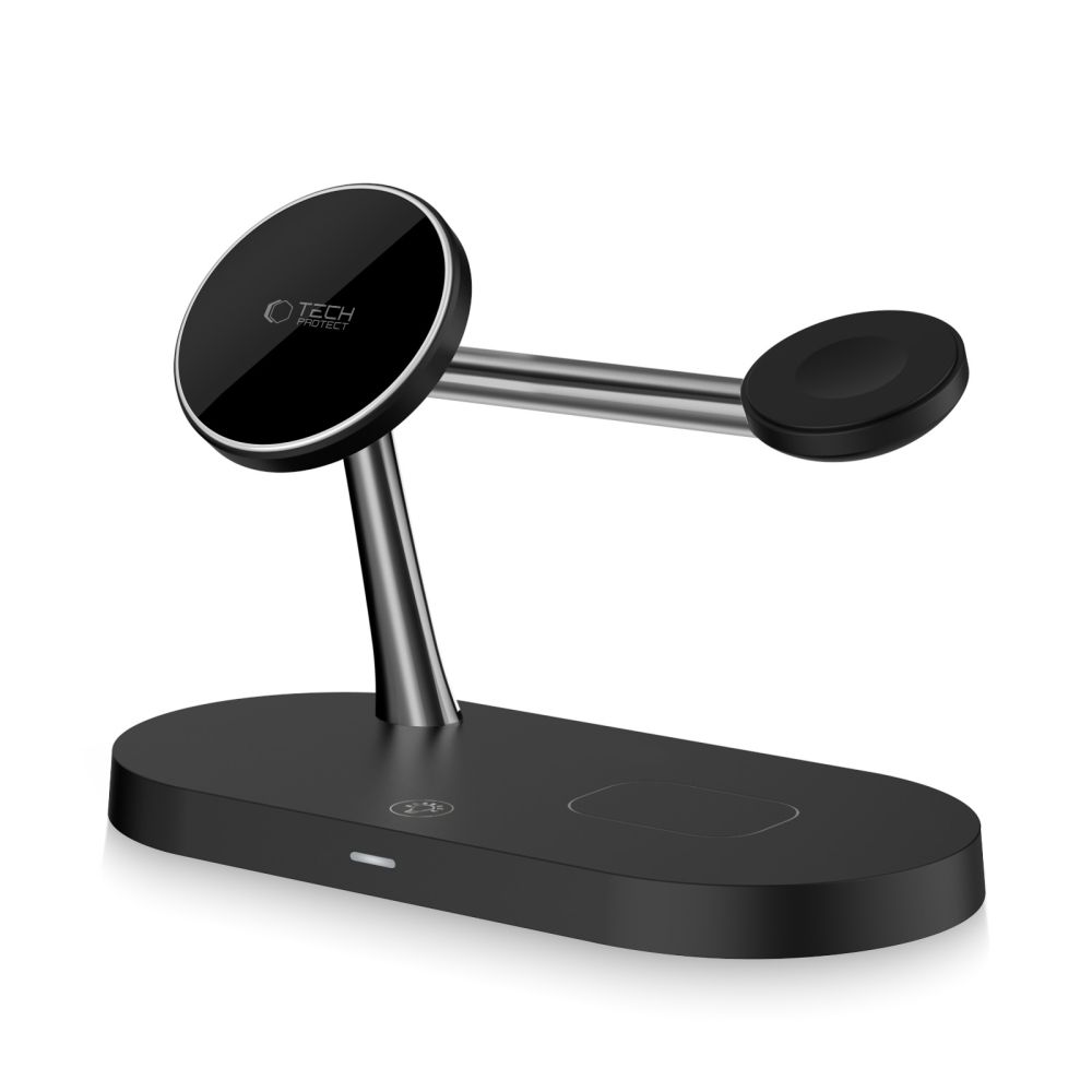 3-in-1 wireless charger for smartphone, smartwatch, and headphones with MagSafe - black