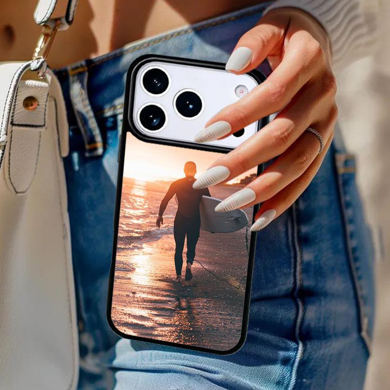 Beach Surf Board Ocean Waves Phone Case For iPhone 17 Air 14 15 13 12 Max Cover For Apple 14 15 16 16e 11 Pro Max Plus Coque