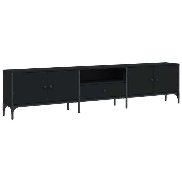 VidaXL Meuble TV avec tiroir noir 200x25x44 cm bois d'ingénierie 838988