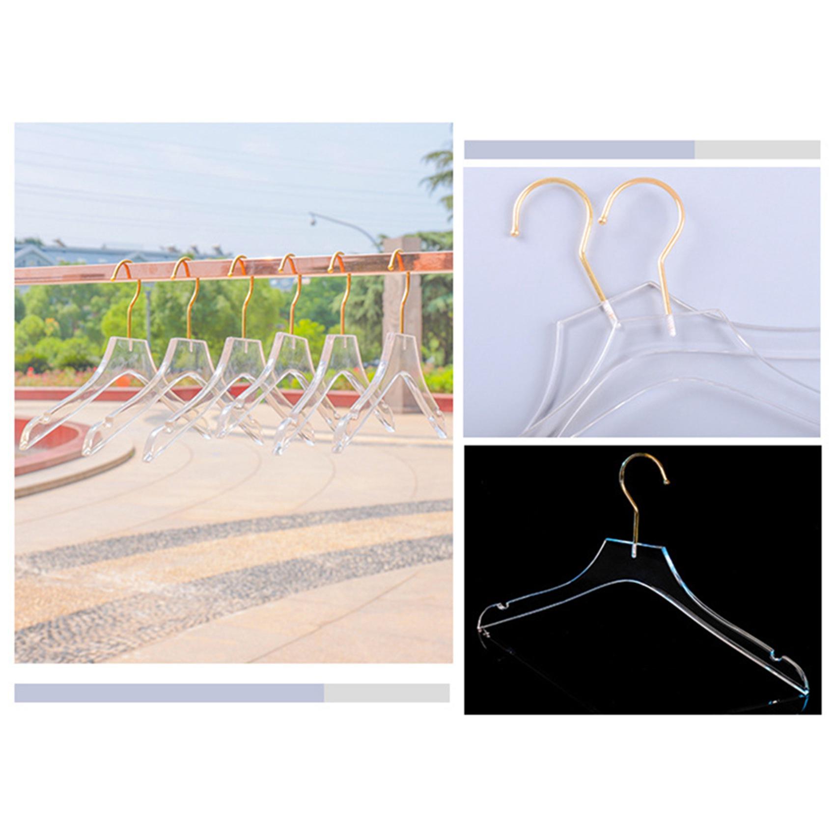 

ABWR-10 Pcs Clear Acrylic Clothes Hanger With Gold Hook, Transparent Shirts Dress Hanger With Notches For Lady Kids L