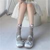 Lace Calf Socks Bowknot Middle Tube Sock Summer Hollow Out Stocking for Student Girl Lady Japanese Style Socks