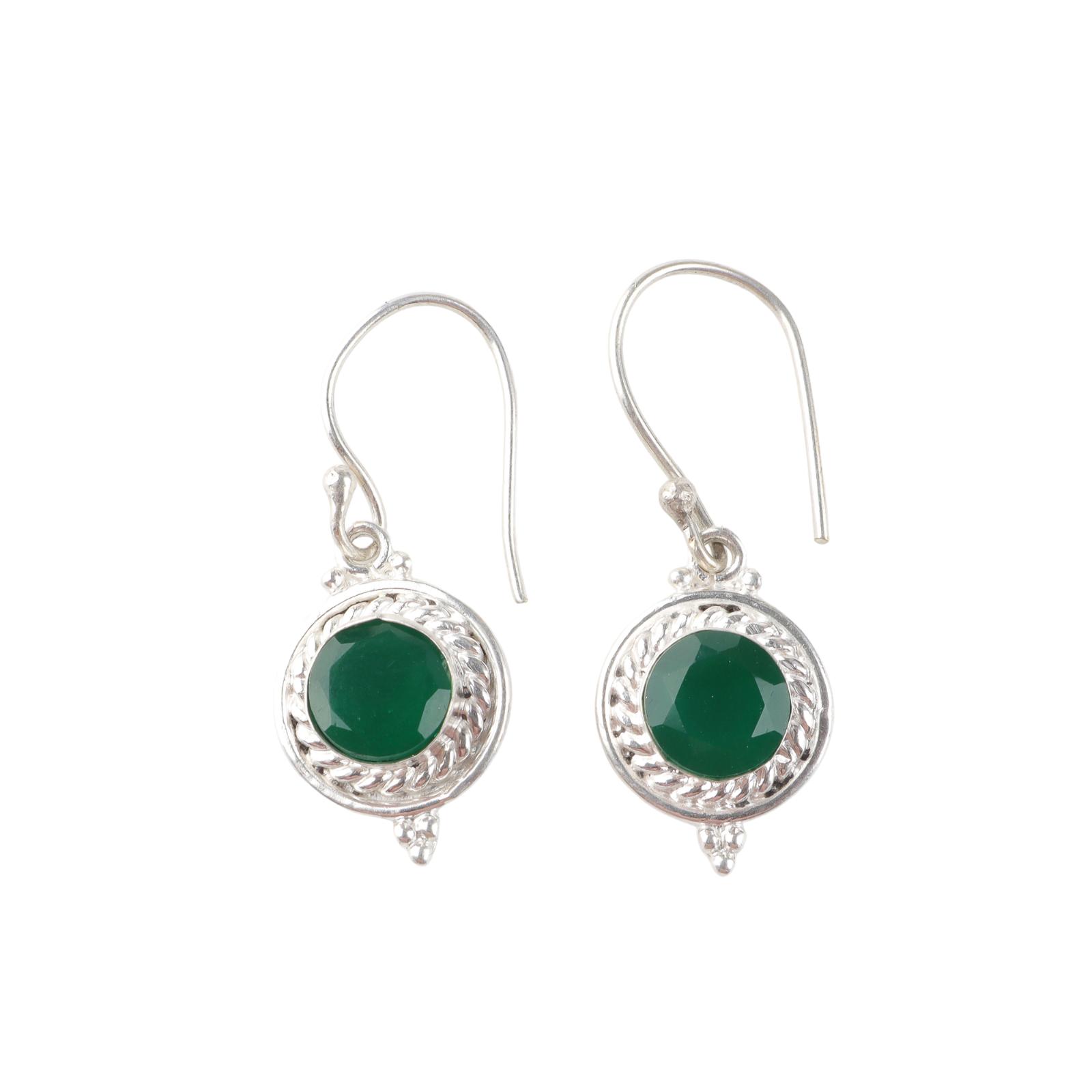

Green Onyx Gemstone 925 Sterling Silver Jewelry Handmade Women Earrings 1.43 EE-117-13
