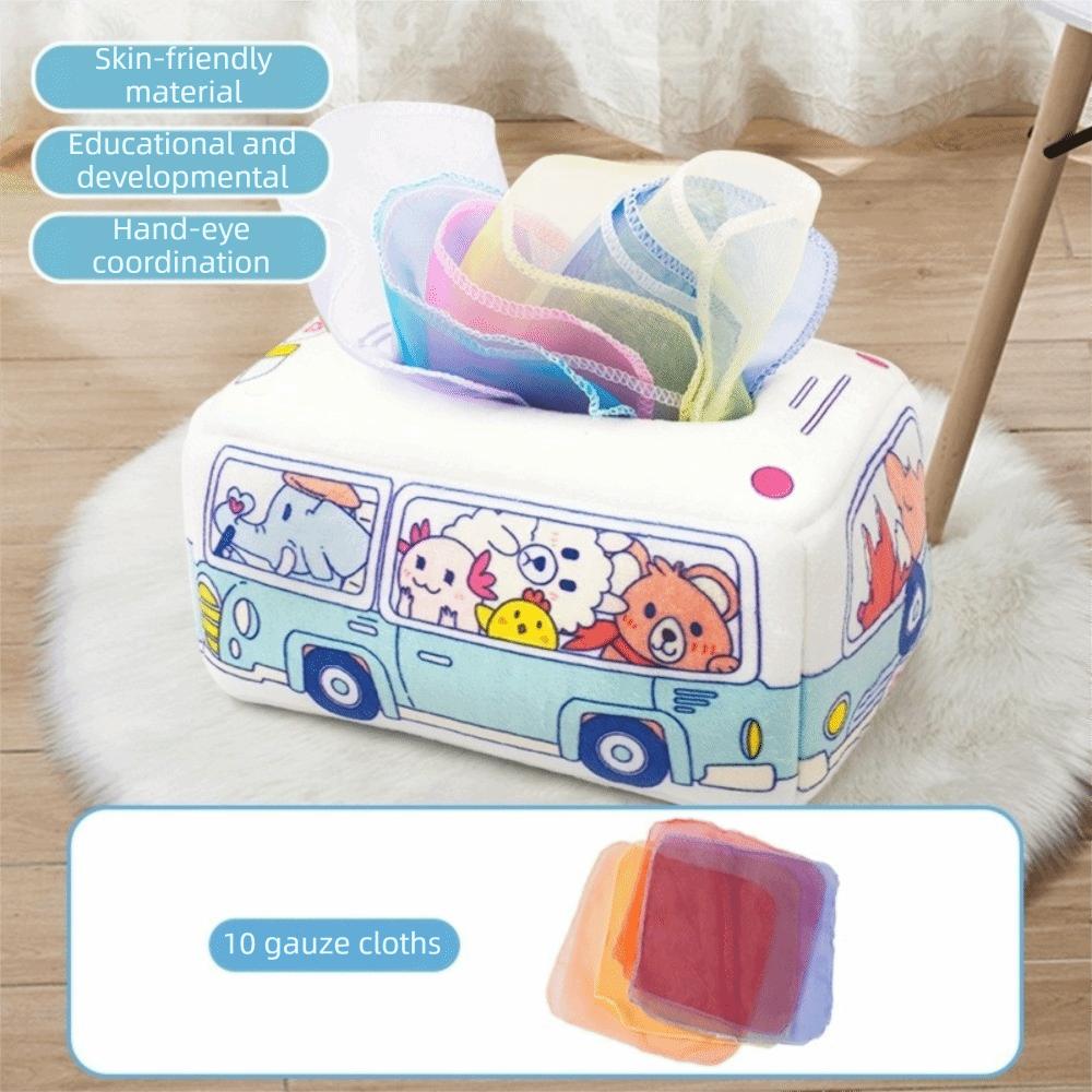 Colorful Montessori Toy Soft Fabric Sensory Toy Baby Activity Toy Magic Tissue Box  Early Education