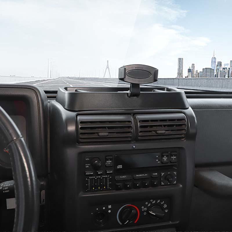 Car Center Console Phone Holder Storage Box Bracket GPS Stand Fit For Jeep Wrangler TJ 1997-2006 Car Interior Accessories