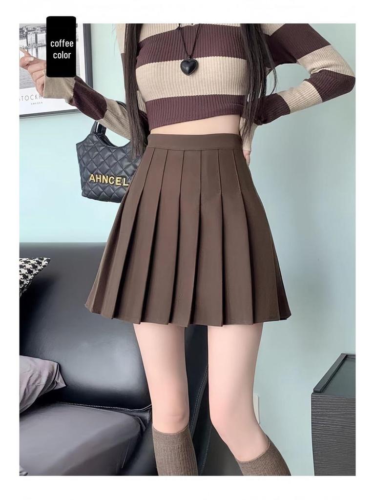 Petite Spódnica A-line z wysokim stanem z mieszanki wełny plisowana na jesień/zimę