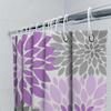 Luxury Floral Shower Curtain Set, Purple Gray, Waterproof Fabric With Hook Rings For Bathtub Decoration Home Bathroom Accessorie
