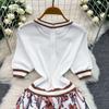 Women Fashion Knitting Sweater Patchwork Chiffon Dress Summer Short Sleeve Casual Floral Print Pleated Vacation Holiday Midi Sundress