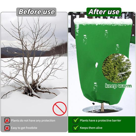 Plant Cold Proof Cover Zippered Freeze Protection Bag with Drawstring Potted Plants Winter Frost Blanket