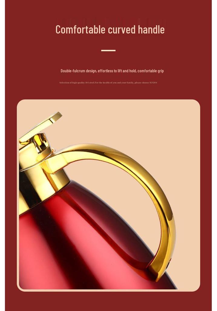 Wedding Dowry Red Insulated Thermos Flask Set - Pair of 304 Stainless Steel Kettles with Cups
