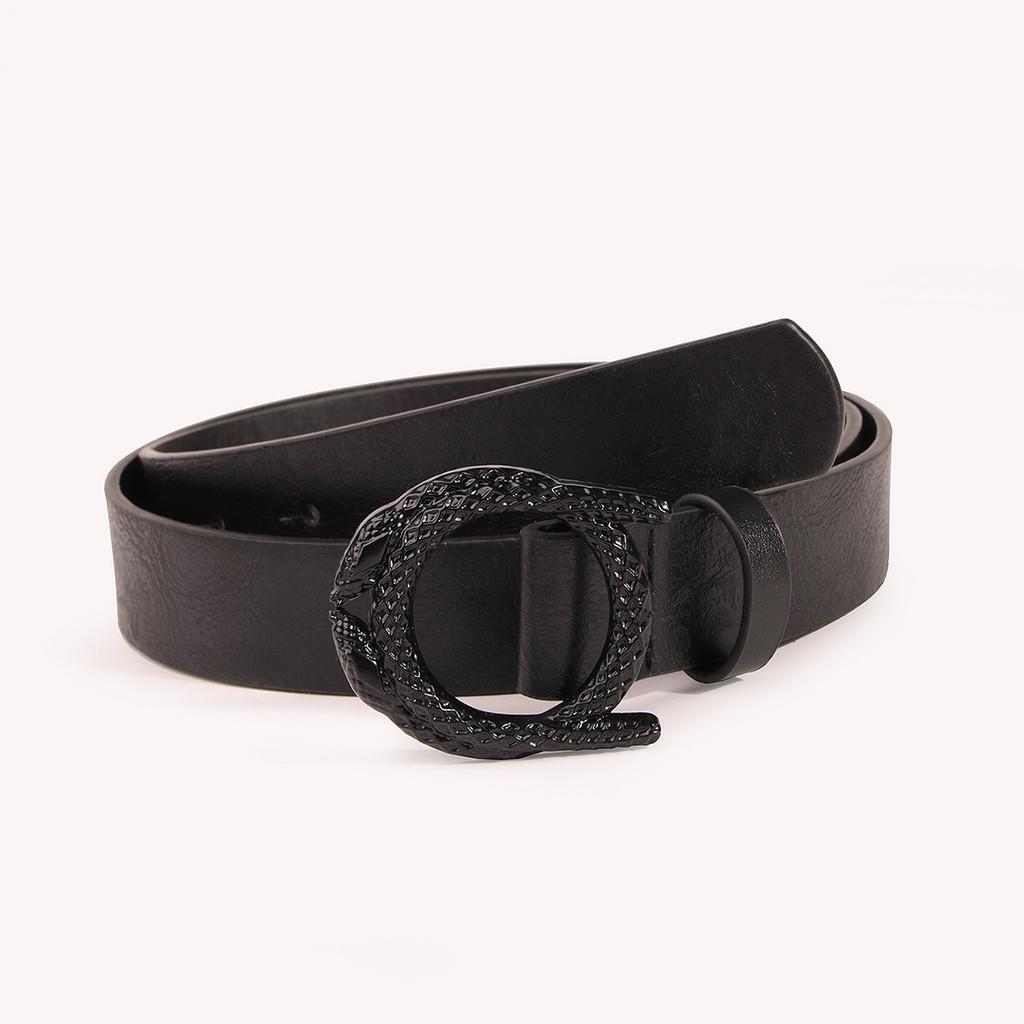 Western Style Pu Leather Belt With Snake Design And Magnet Closure For Women