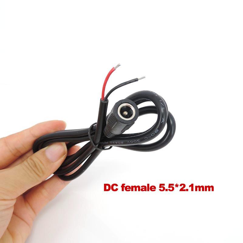 10PCS 1M DC male Power Pigtail Cable 5.5x2.1mm 20wag 5A Male Female Jack Cord DC Connector For CCTV Camera Solar Panel