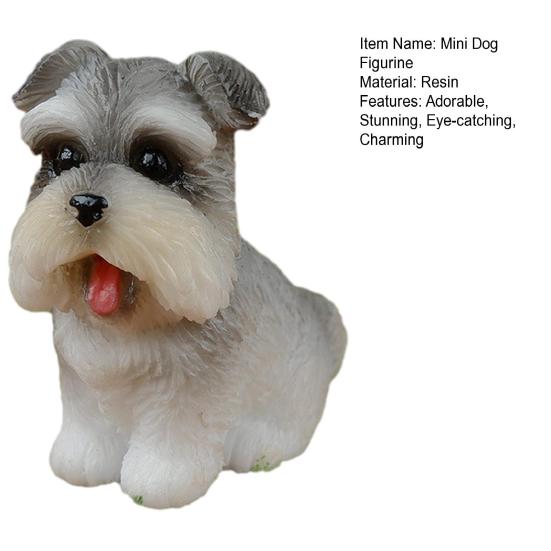 Tiny Dog Figurine Little Pet Resin Ornament Miniature Animal Figures for Micro Fairy Garden Landscape DIY Crafts Aquarium Plant Pot Decor