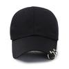 Baseball Cap Women Men Unisex Trendy Metal Rings Black Hip Hop Fashion Caps Sun Protect Hat Spring Autumn Sunshade Korean Casual