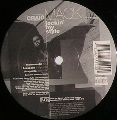 12inch Record CRAIG MACK - Jockin' My Style 72392781200 Street Life Rec 1997 US Rap & Hip-Hop/R&B Used