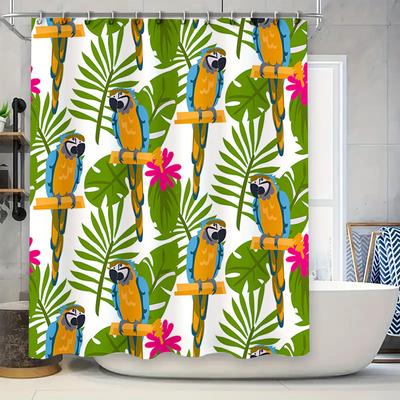 Vibrant Tropical Parrot Print Shower Curtain Waterproof Fabric Decoration for Bathroom Home Decor