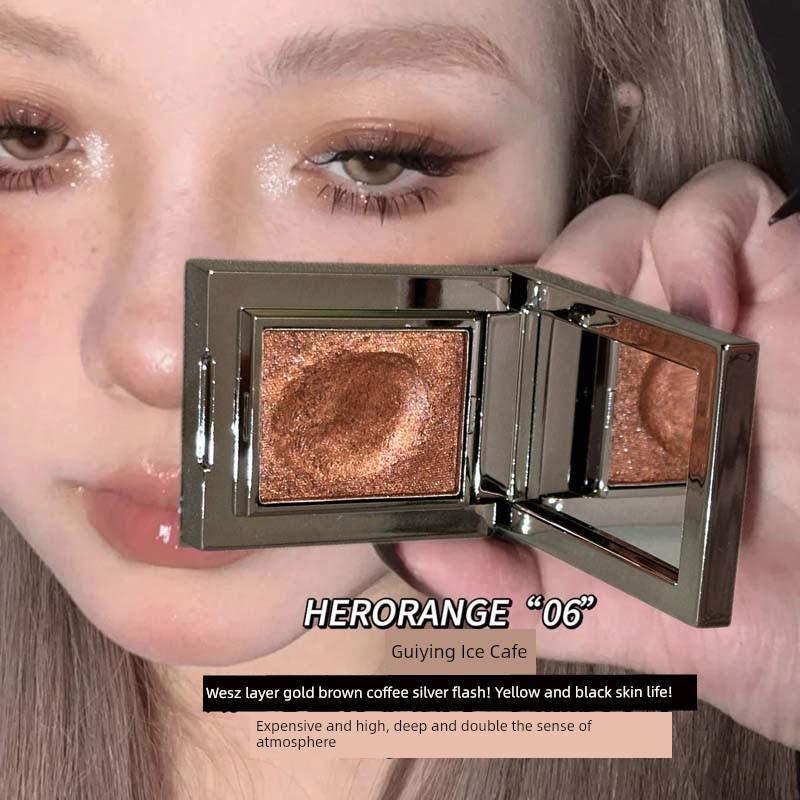 Blue Eye Shadow Plate Smoky Makeup Eye Shadow Monochrome Chameleon Pearlescent Brightening Daily Color Rendering Glacier Blue Flash Diamond in the