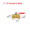 1/4" 1/2" BSP Female Male Thread Two Way Brass Pneumatic Shut Off Ball Valve Pipe Fitting Connector Coupler Adapter