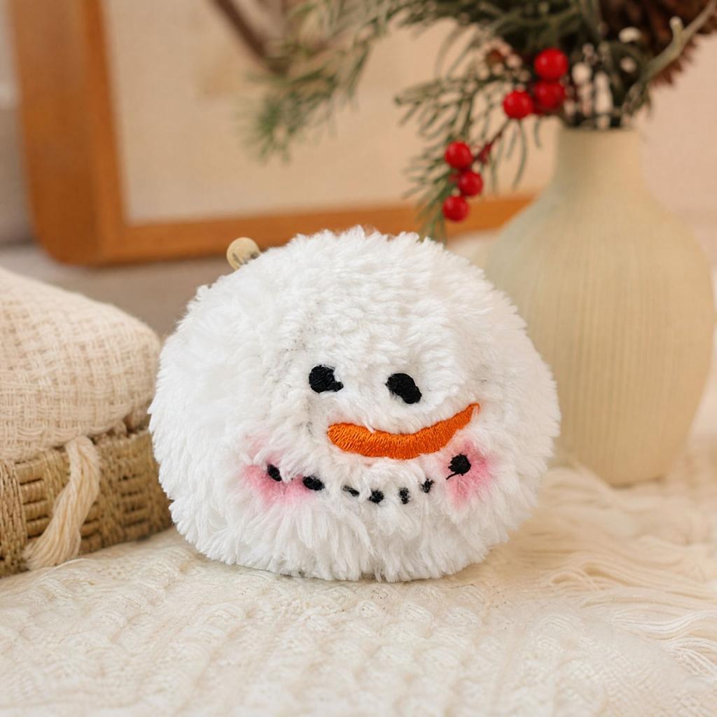 Christmas Plush Snowball Hanging Ornament for Holiday Tree Winter Wreath Mantel Decor