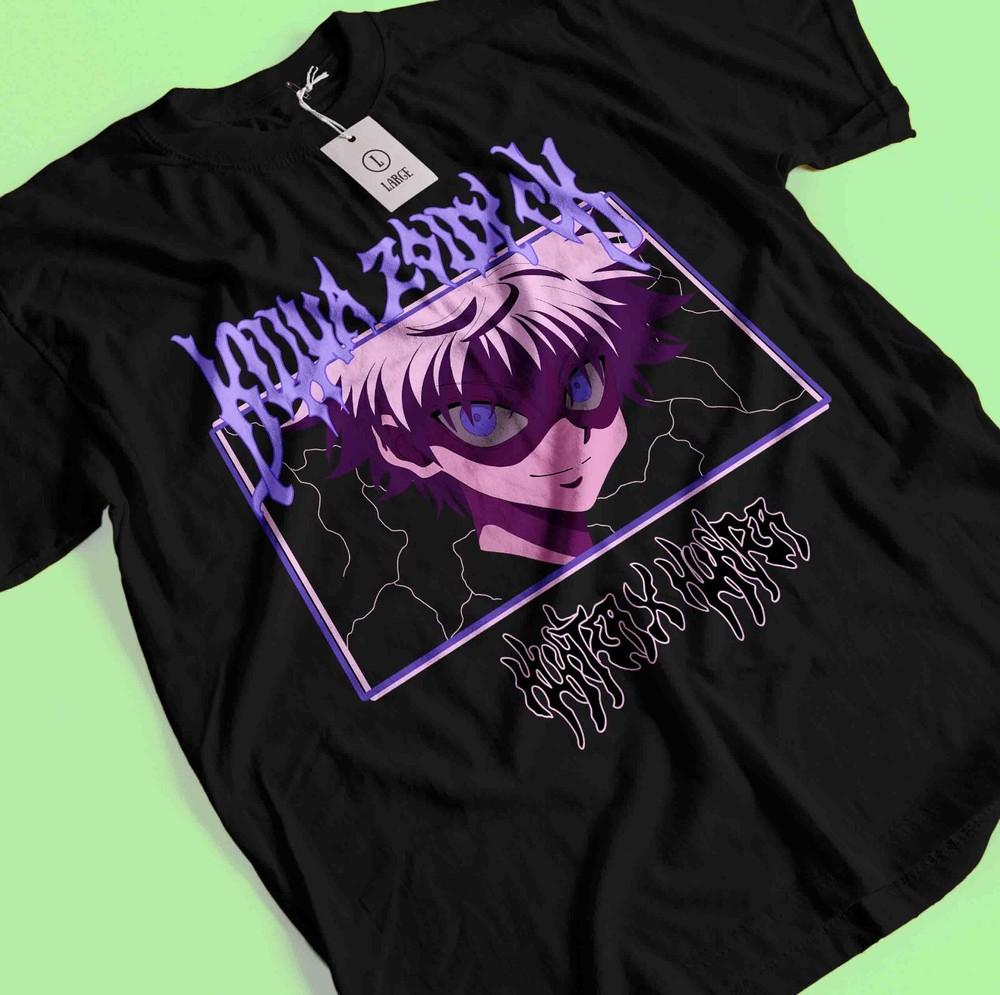 

Killua Tshirt Hisoka Shirt Hunter X Hunter Manga Strip HXH Tee Anime Gon T-Shirt L