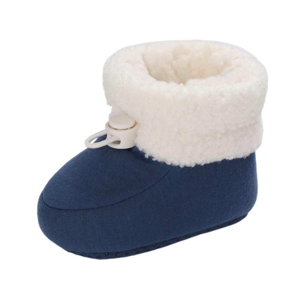 Baby Winter Walking Shoes for 0-12 Months Boys Girls, Lined Walkers with Color Block Design
