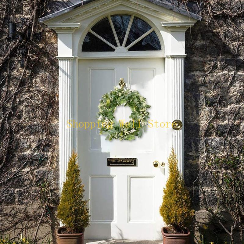 KX4B Mixed Artificial Round Eucalyptuses Leaves Berries&Flower for Vase Floral Wreath China Mainland
