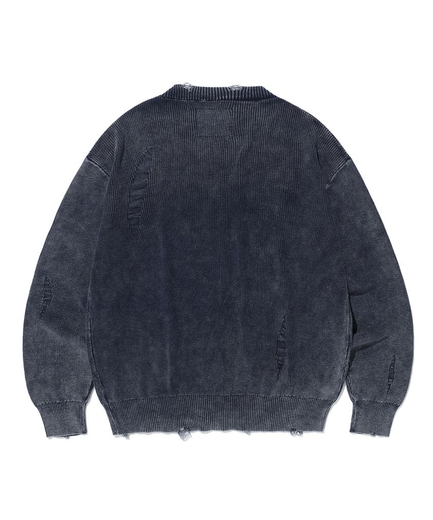 Aeca Washed Destroyed Cardigan-Navy