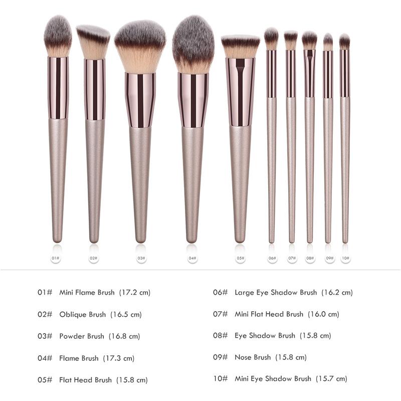 4/9/10/14PCS Makeup Brushes Champagne Gold Handle Foundation Concealer Blush Brush Eyeshadow Eyebrow Brush Beauty Tools