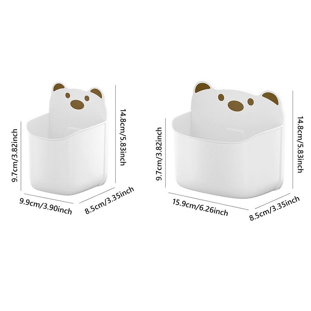 Self Adhesive Wall Mounted Storage Box Cartoon Bear Pen Holder Cute Storage Shelf  Kitchen Bathroom