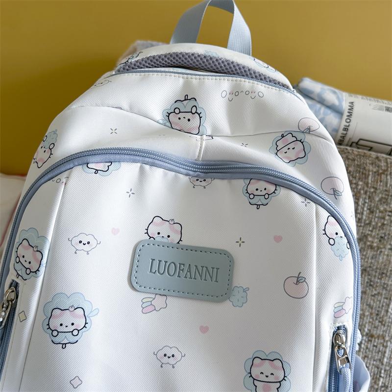 Color Block Cartoon Backpack Commuter Large Capacity Schoolbag Women's Lightweight Backpack