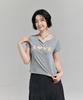 AWESOME STUDIO Flower Pattern Love T-Shirt Melange Gray