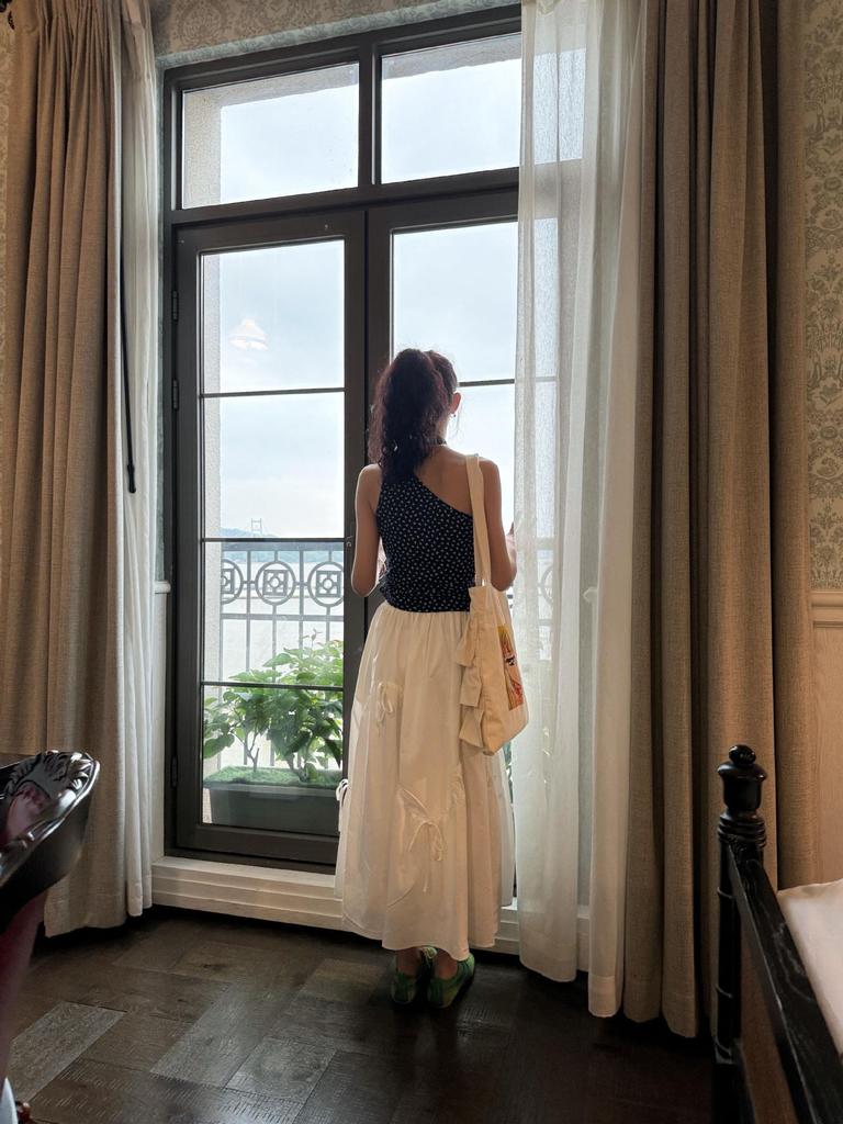 Floral Off-Shoulder Camisole Vest with Hanging Neck Scarf - Women's Slimming Spring/Summer Top