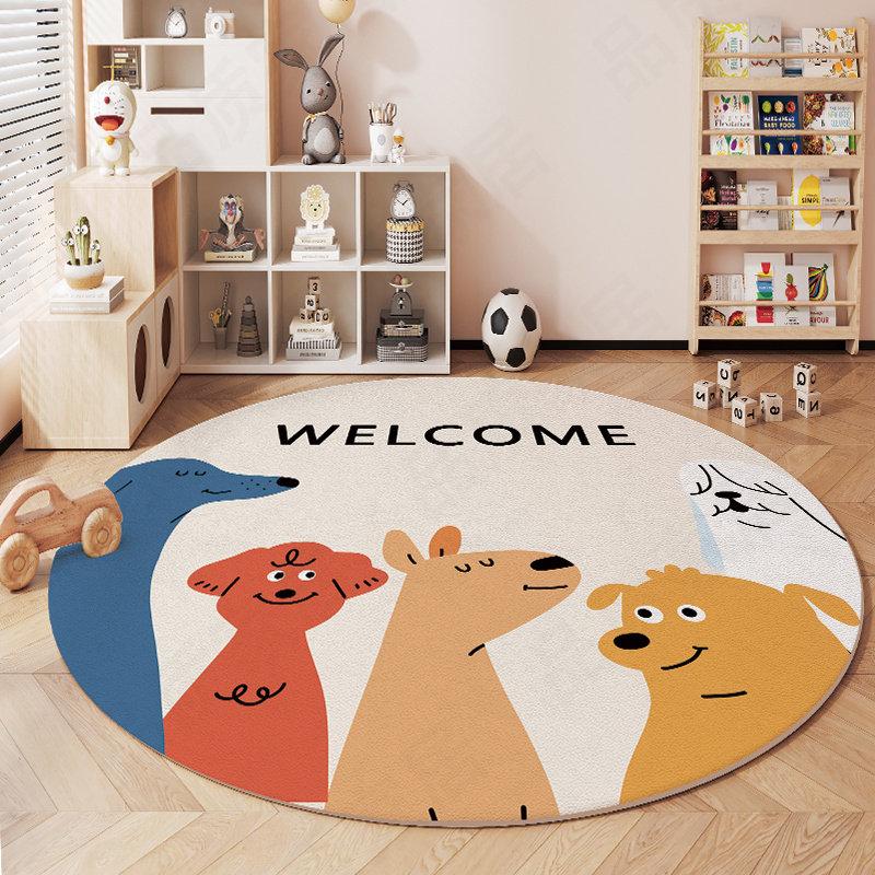 Animal Pattern Bedroom Decor Round Carpet Thick Plush Carpets for Living Room Fluffy Soft Children's Floor Mat Home Washable Rug