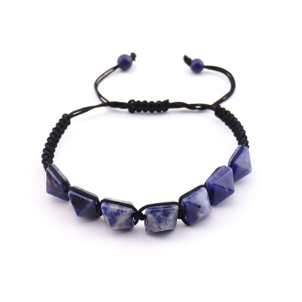 Natural Stone Woven Cone Bracelet, Pyramid Pagoda Woven Bracelet, Colorful Stone Beaded Woven Bracelet B105