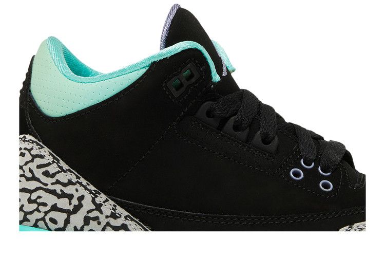 Kids' Sneakers Nike Jordan 3 Retro Bleached Turquoise Mint (GS) Black/Iron Purple-Blchd Trq-Wolf Grey