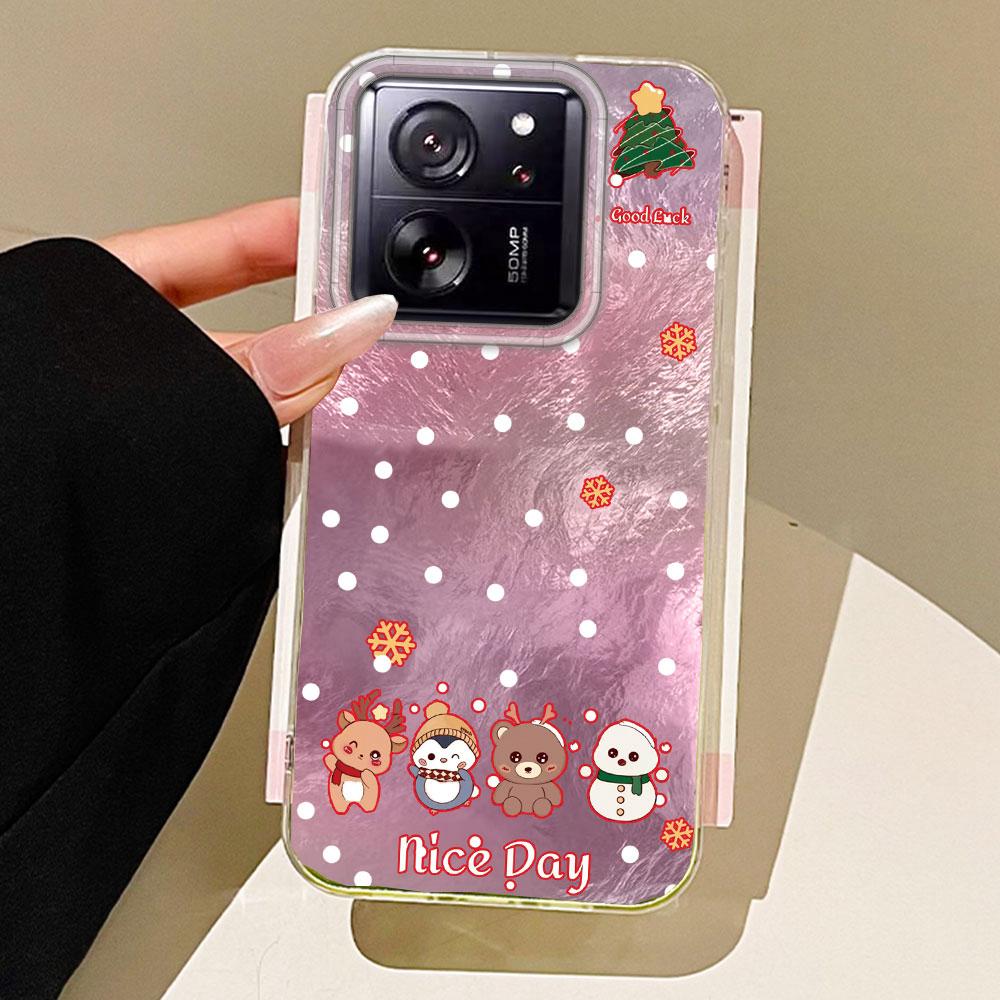 

Счастливого Рождества Лось Дерево Женщины Девушки Чехол для телефона для Xiaomi 13T 14T 11 Lite NE Poco X5 M6 Pro X6 X7 X3 Pro NFC C65 C61 M5S Чехол Xiaomi 11 Lite 5G белый